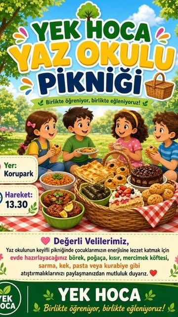 Yek Hoca Yaz Okulu Pikniği afişi (çizim)